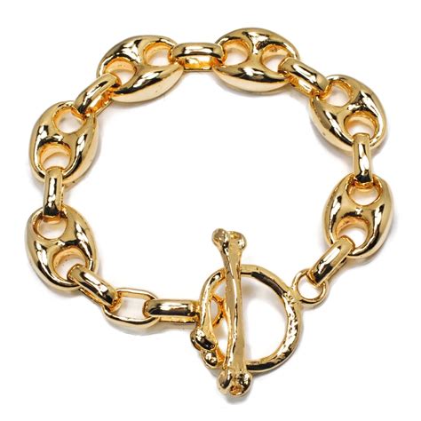 gucci bracelet gold cuban link|14k gold Gucci link bracelet.